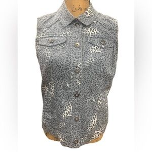Women’s Roz & Ali Leopard Print Denim Vest